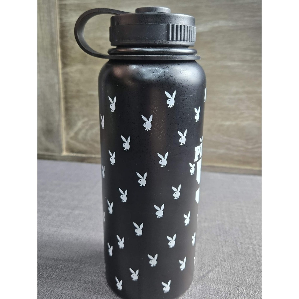 NEW Playboy 53 Black Stainless Steel Vacuum Insulated‎ Water Bottle Guzzler